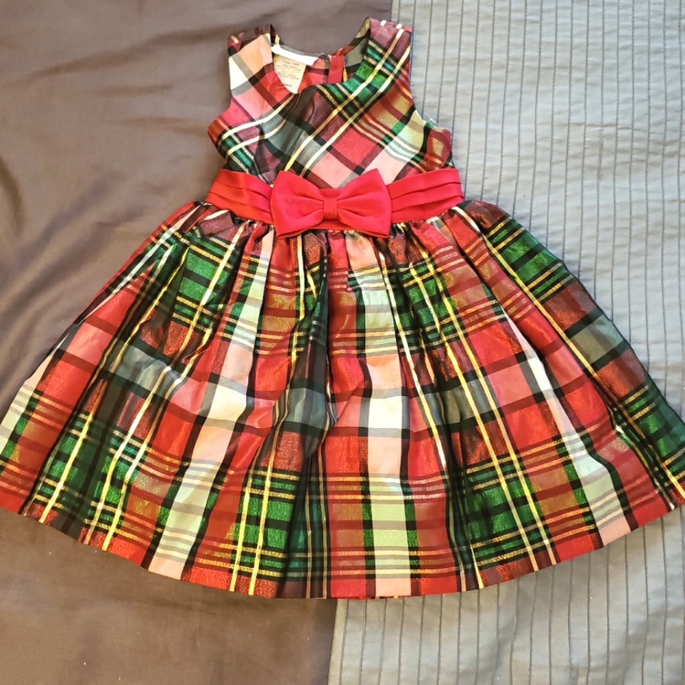 Bonnie Jean Girls Red Plaid Dress Sz-3T